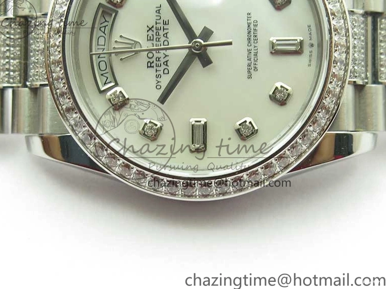 President Dial Crystal SS White Crystal Bracelet MOP on Best SS 128239 Edition Day-Date 36mm Marker A2836 BP 0117